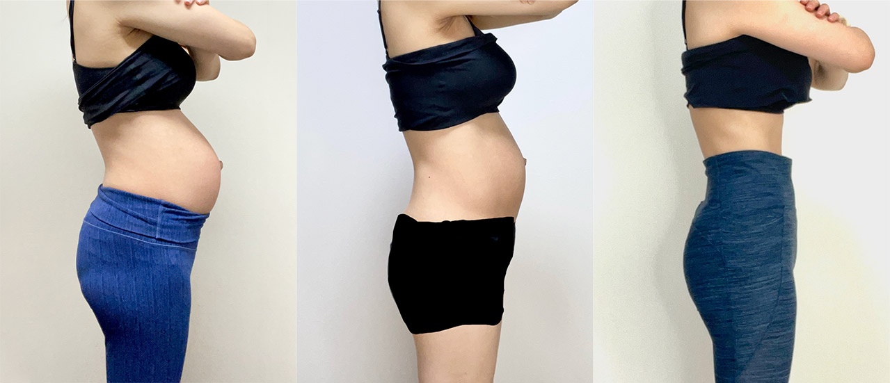 左から産後〜産後１ヵ月〜産後３ヵ月