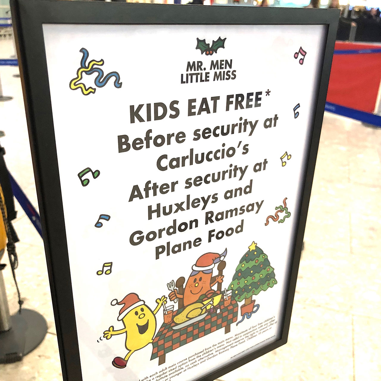 ヒースロー空港内には、子どもの食事が無料のレストランがある。