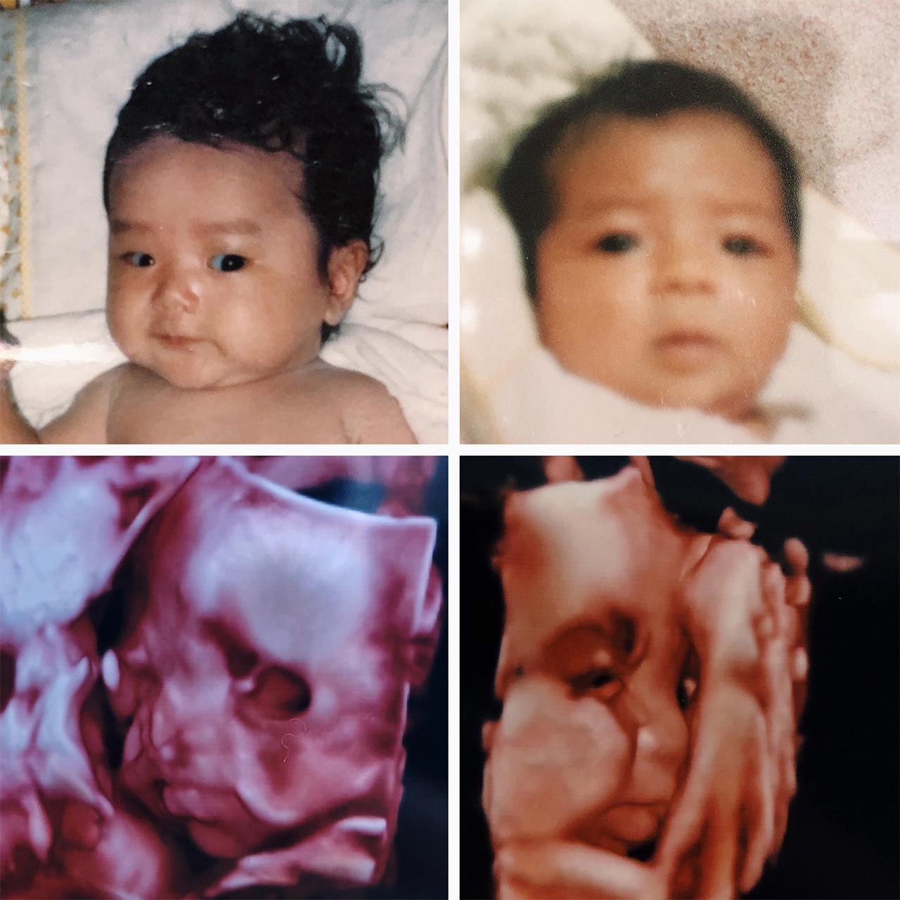 左上が僕、右上が妻の赤ちゃんの頃の写真。